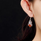 925 Silver Flower Drop Earrings Women Retro Thai Silver Brincos