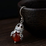 925 Silver Flower Drop Earrings Women Retro Thai Silver Brincos