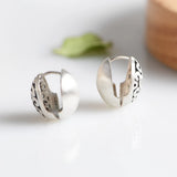 925 Silver Retro Hollow Texture Earrings Engraved Round Dangle Earrings