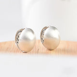 925 Silver Retro Hollow Texture Earrings Engraved Round Dangle Earrings