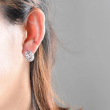 925 Silver Retro Hollow Texture Earrings Engraved Round Dangle Earrings