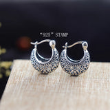 925 Silver Retro Clip Earrings for Women Mother Gift