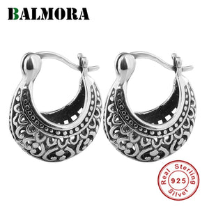 925 Silver Retro Clip Earrings for Women Mother Gift