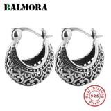 925 Silver Retro Clip Earrings for Women Mother Gift