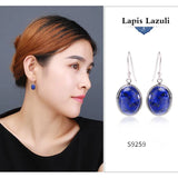 925 Silver Lapis Lazuli Dangle Earrings for Women