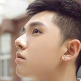 925 Silver Six-Word Sutra Stud Earrings Retro Punk Brincos