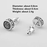 925 Silver Six-Word Sutra Stud Earrings Retro Punk Brincos