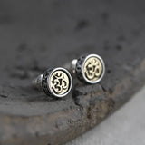 925 Silver Six-Word Sutra Stud Earrings Retro Punk Jewelry