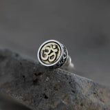 925 Silver Six-Word Sutra Stud Earrings Retro Punk Jewelry