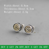 925 Silver Six-Word Sutra Stud Earrings Retro Punk Jewelry