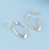 925 Silver Geometric U Earrings For Women Girl Daily Jewelry