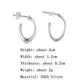 925 Silver Geometric U Earrings For Women Girl Daily Jewelry