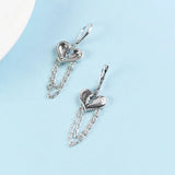 925 Silver Heart Chain Earring Tassel Dangler Jewelry