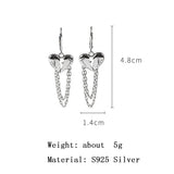925 Silver Heart Chain Earring Tassel Dangler Jewelry