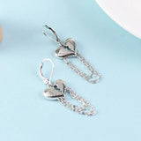 925 Silver Heart Chain Earring Tassel Dangler Jewelry