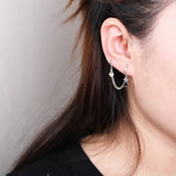 Sterling Silver Heart Long Chain Earring Zircon Punk Dangle Jewelry