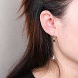 Sterling Silver Heart Long Chain Earring Zircon Punk Dangle Jewelry