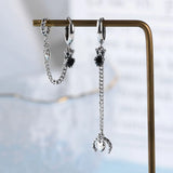 Sterling Silver Heart Long Chain Earring Zircon Punk Dangle Jewelry
