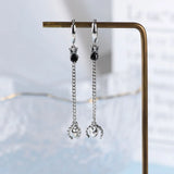 Sterling Silver Heart Long Chain Earring Zircon Punk Dangle Jewelry