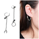 Sterling Silver Heart Long Chain Earring Zircon Punk Dangle Jewelry
