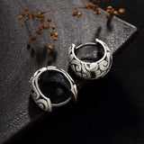 Thai Silver Hollow Clip Earrings for Women Retro Jewelry
