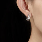 Thai Silver Hollow Clip Earrings for Women Retro Jewelry