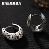 Thai Silver Hollow Clip Earrings for Women Retro Jewelry