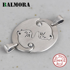 925 Silver Cat Pendant Forever Lover Thai Jewelry