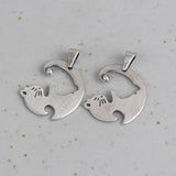 925 Silver Cat Pendant Forever Lover Thai Jewelry