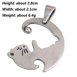 925 Silver Cat Pendant Forever Lover Thai Jewelry