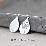 925 Silver Dandelion Earring Drop Shape Retro Earrings Dangler