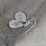 925 Silver Dandelion Earring Drop Shape Retro Earrings Dangler