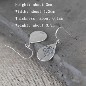 925 Silver Dandelion Earring Drop Shape Retro Earrings Dangler