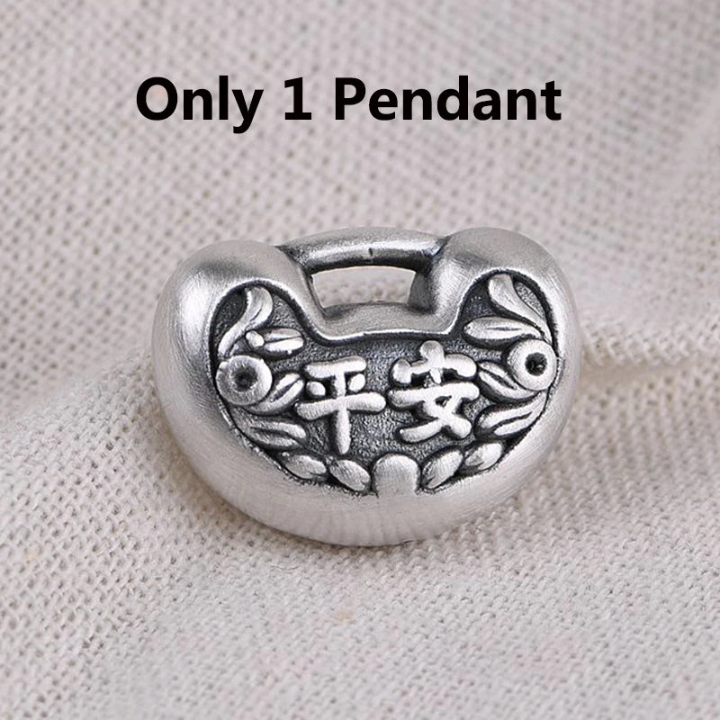 Thai Silver Safe & Lucky Ingot Pendant with Chain for Children