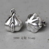 990 Pure Silver Dumplings Pendant Matte Thai Silver Charm Jewelry