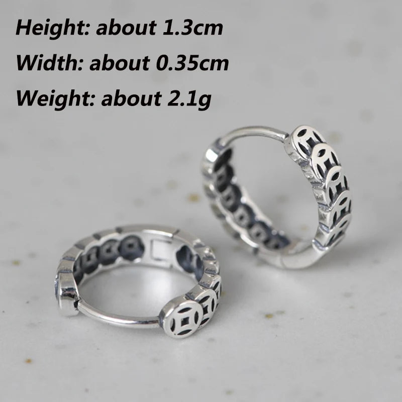 Vintage 925 Sterling Silver Coins Stud Earrings
