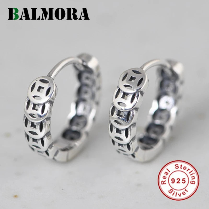 Vintage 925 Sterling Silver Coins Stud Earrings