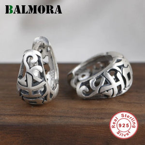 Vintage 925 Sterling Silver Hollow Ear Stud Earring for Women