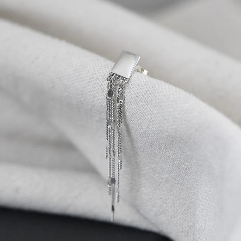 925 Sterling Silver Tassel Earrings Vintage Dangler Long Drop Jewelry