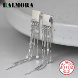 925 Sterling Silver Tassel Earrings Vintage Dangler Long Drop Jewelry