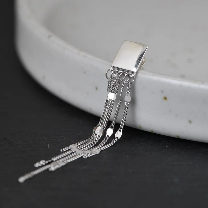925 Sterling Silver Tassel Earrings Vintage Dangler Long Drop Jewelry