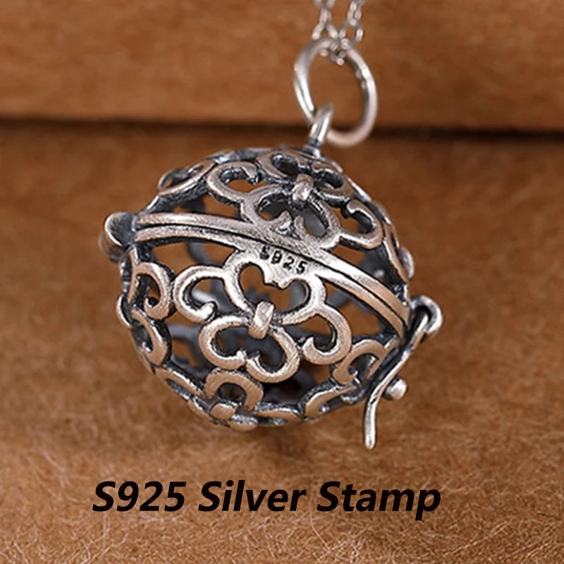 925 Silver Buddhist Pendant Vintage Amulet Hollow Sachet Jewelry