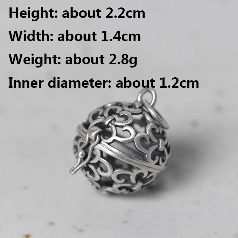 Vintage 925 Silver Ball Pendant Hollow Sachet Jewelry