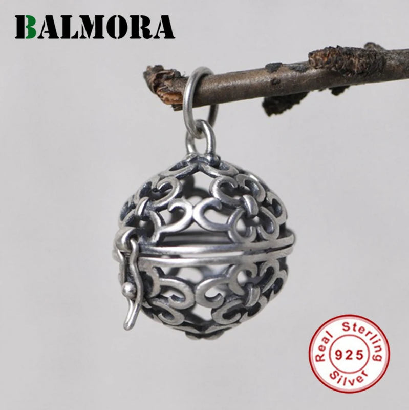Vintage 925 Silver Ball Pendant Hollow Sachet Jewelry