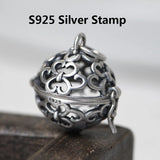 Vintage 925 Silver Ball Pendant Hollow Sachet Jewelry