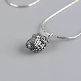 925 Silver 3D Owl Pendant Women Gril Retro Punk Animal Jewelry