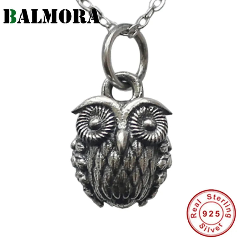925 Silver 3D Owl Pendant Women Gril Retro Punk Animal Jewelry