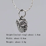 925 Silver 3D Owl Pendant Women Gril Retro Punk Animal Jewelry