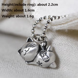 Pure Silver Cat Pendant Retro Good Luck Pendant Thai Silver Charm Jewelry