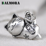 Pure Silver Cat Pendant Retro Good Luck Pendant Thai Silver Charm Jewelry